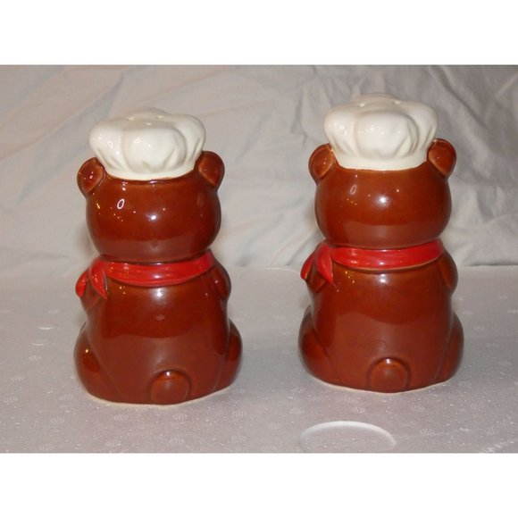 VINTAGE B &AMP; D JAPAN CERAMIC CHEF TEDDY BEARS SALT &AMP; PEPPER SET - Picture 4 of 8